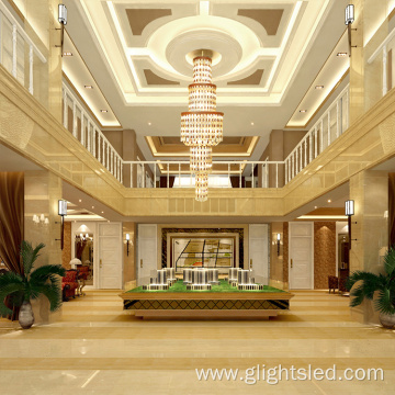 Luxury Lobby Hotel Glass Led Chandelier Pendant Light